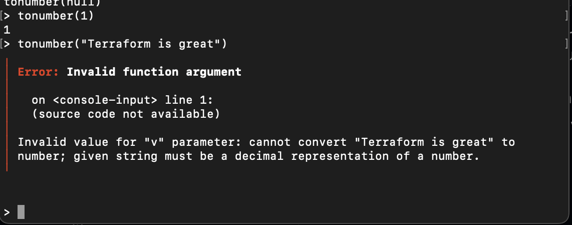 Terraform tonumber function