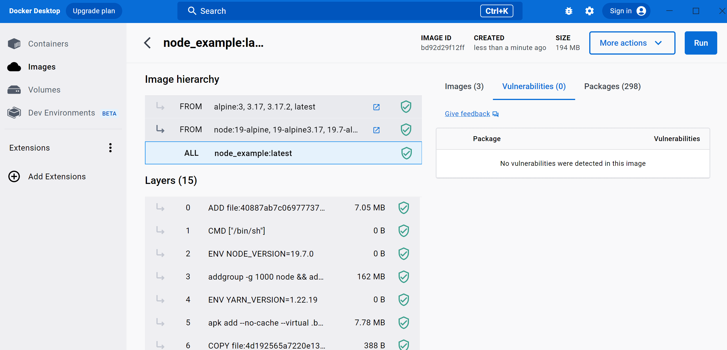 An image showing a reduced Docker image layers